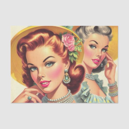  Schattige Pin-up Meisjes Tissuepapier (Voorkant)