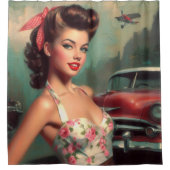 Schattige Pin-Up Schilderen Douchegordijn (Voorkant)