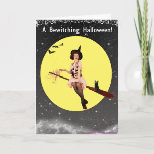 Schattige Pin-Up WItch Kaart