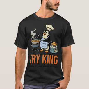 Schattige Pinguin Chef Frituur Koning Ontwerp T-shirt