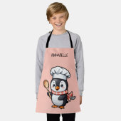 Schattige Pinguïn Chef Personaliseer Kinderen Scho Schort (Gedragen)