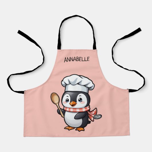 Schattige Pinguïn Chef Personaliseer Kinderen Scho Schort (Voorkant)