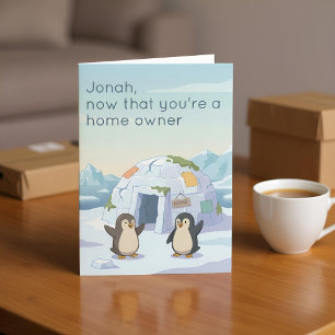 Schattige Pinguïn Eerste IJshut Nieuwe Huiseigen Kaart