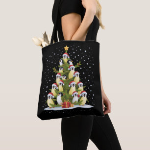 Schattige Pinguïn Kerstboom Grappige Feestdagen Draagtas