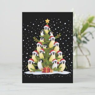 Schattige Pinguïn Kerstboom Grappige Feestdagen Kaart