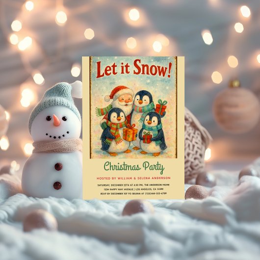 Schattige  Pinguïn Kerstfeest Kaart