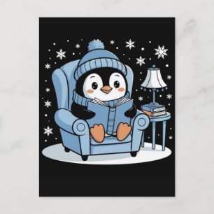 Schattige Pinguïn Koffieliefhebber Emotioneel Cart Feestdagenkaart