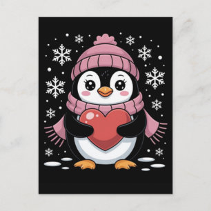 Schattige Pinguïn Koffieliefhebber Emotioneel Cart Feestdagenkaart