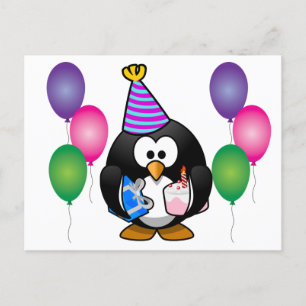 Schattige pinguïn met ballon briefkaart