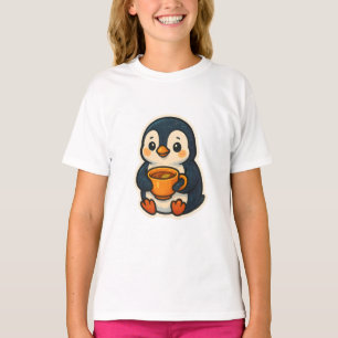 Schattige pinguïn met een kopje thee t-shirt