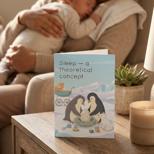 Schattige Pinguïn Nieuwe Baby Droge Humor Nieuwe Kaart