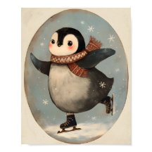 Schattige pinguïn op schaatsen | Kunst voor de kin