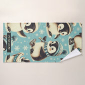 Schattige pinguïn patroon Badhanddoek (Badhanddoek)