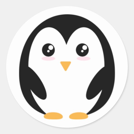 schattige pinguïn ronde sticker (Voorkant)