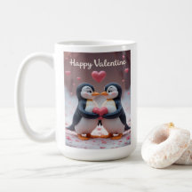 Schattige Pinguïn Valentijnsdag Schattig Stel Lief