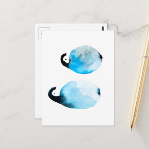 Schattige pinguïn waterverf kunst briefkaart