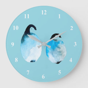 Schattige pinguïn waterverf kunst grote klok