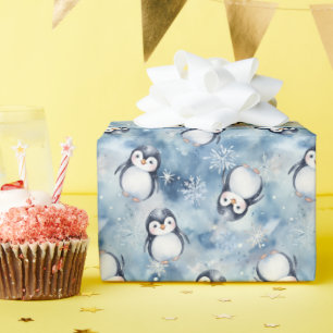Schattige pinguïn winterinpakpapier cadeaupapier