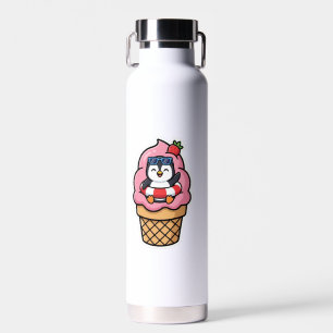 schattige pinguïn, zomerijs, kawaii dier sticker waterfles