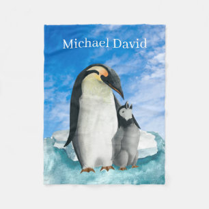 schattige pinguïnliefhebbers voegen tekst toe unis fleece deken