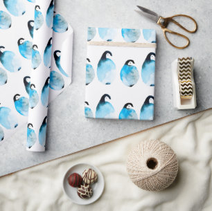 Schattige pinguïns aquarel cadeaupapier
