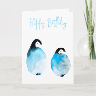 Schattige pinguïns aquarel kaart