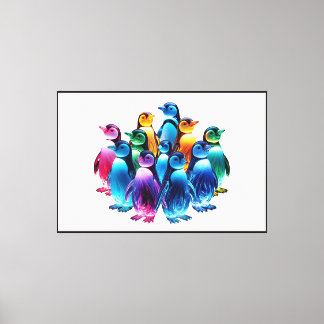 Schattige Pinguïns die Gloeien Canvas Afdruk