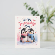 Schattige Pinguïns Gelukkige Vriendschapsdag Kaart