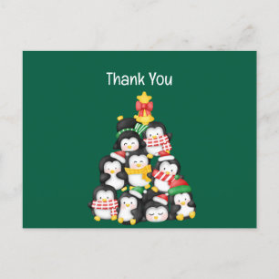 schattige pinguïns groep kerstmis briefkaart