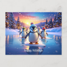 Schattige Pinguïns in Wintermutsen op Bevroren Ijs