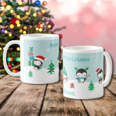 Schattige pinguïns met kerstcadeaus koffiemok