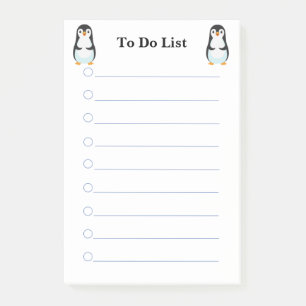 Schattige pinguïns op witte gelijnde takenlijst post-it® notes