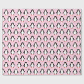 Schattige Pinguïns Patroon op Licht Pastel Roze Cadeaupapier (Vlak)