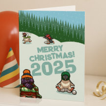 Schattige Pinguïns Voegen Het Jaar Vrolijk Kerstfe