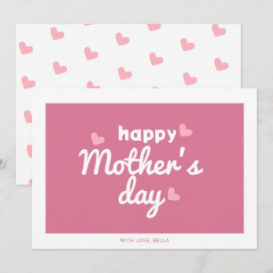 Schattige Pink Heart Happy Moederdag Wenskaart Kaart