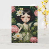 Schattige pioenenbloem fee alle gelegenheden kaart (Gele Bloem)