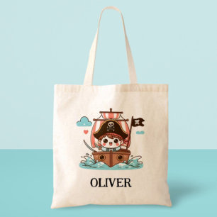 Schattige Piraat Zeiler Jongen en Piratenschip Tote Bag