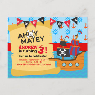 Schattige Piratenschip bunting Baby boy Verjaardag Briefkaart