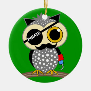 schattige piratenuil keramisch ornament