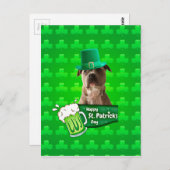 Schattige Pit Bull Dog Pet St. Patrick's Day w Clo Briefkaart (Voorkant / Achterkant)