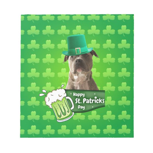 Schattige Pit Bull Dog Pet St. Patrick's Day w Clo Notitieblok (Voorkant)