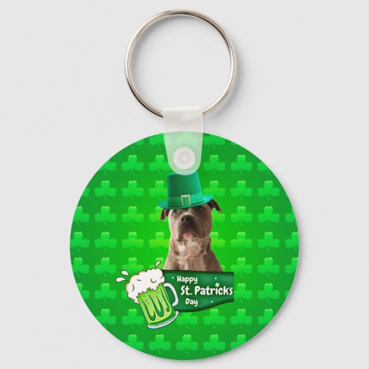 Schattige Pit Bull Dog Pet St. Patrick's Day w Clo Sleutelhanger (Voorkant)