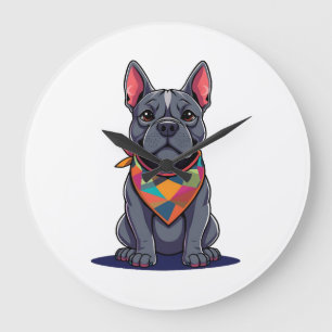 Schattige Pitbull Franse hond met sjaal kunst Grote Klok