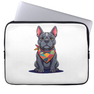 Schattige Pitbull Franse hond met sjaal kunst Laptop Sleeve