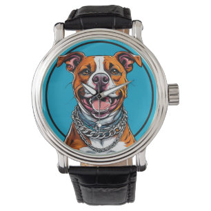Schattige Pitbull hond Horloge