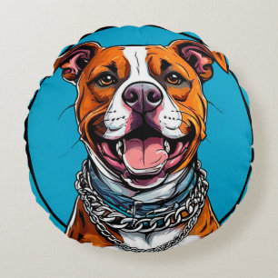 Schattige Pitbull hond Rond Kussen