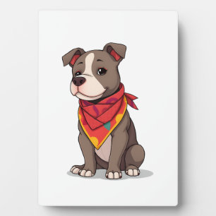 Schattige Pitbull met Bandana Aardige Hond Liefhe Fotoplaat