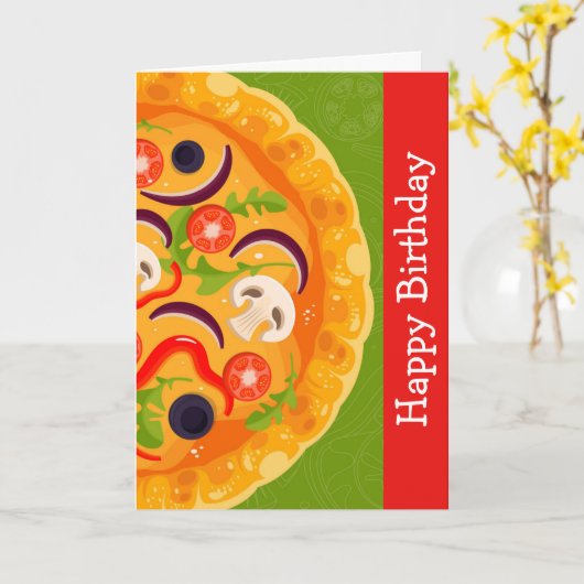 Schattige pizza liefhebber kleurrijk voedsel verja kaart (Gele Bloem)