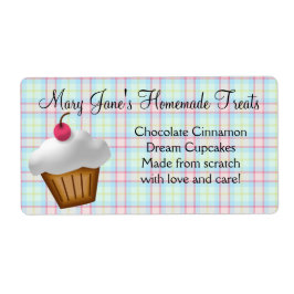 Schattige Plaid Cupcake Custom Label