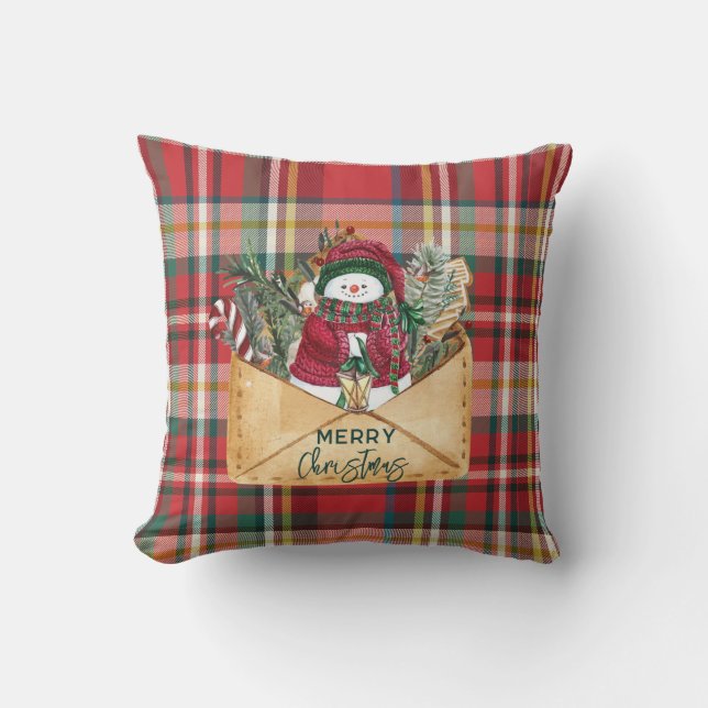 Schattige Plaid Rustiek Script Christmas Custom Fa Kussen (Voorkant)